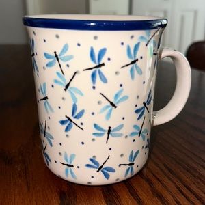 Polish pottery dragonfly mug brand new
